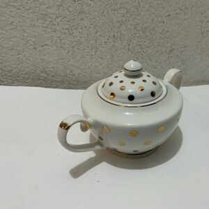 Grace s Teaware White with Large Gold Polka Dot Teapot with Lid G11